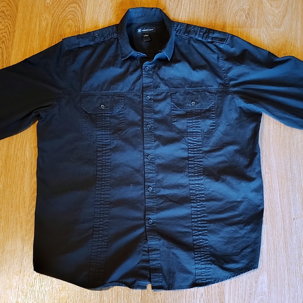 INC International Concepts Dark Casual Button Down Shirt